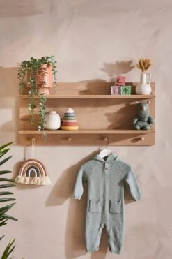 Obaby Astrid 5 Piece Nursery Room Set/Shelf/Mattress – White/Oak -Kiddies Kingdom Store obaby astrid nursery shelf scaled 1 3