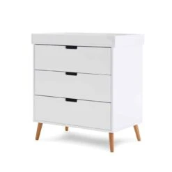 Obaby Maya Nursery Room Set/High Back Rocking Chair Bundle – White And Natural -Kiddies Kingdom Store obaby maya changing unit white with natural 1