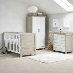 Obaby Nika 3 Piece Nursery Room Set – Grey Wash/White