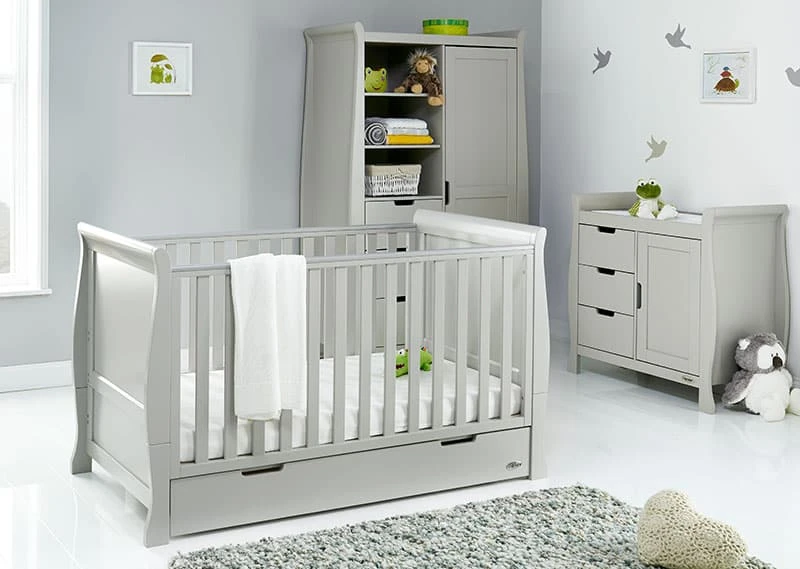 Obaby Stamford Classic Sleigh 3 Piece Nursery Room Set – Warm Grey 1 Obaby Stamford Classic Sleigh 3 Piece Nursery Room Set – Warm Grey