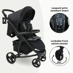 My Babiie MB200i Travel System With I-Size Car Seat – Black Leopard -Kiddies Kingdom Store qw3456