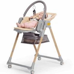 Kinderkraft High Chair LASTREE Wooden -Kiddies Kingdom Store r6tu86ru