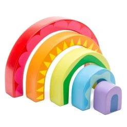 Le Toy Van Rainbow Tunnel Stacker -Kiddies Kingdom Store rainbow tunnel