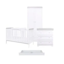 Tutti Bambini Rio 5 Piece Nursery Room Set/Underdrawer/Cot Top Changer – White Dove Grey