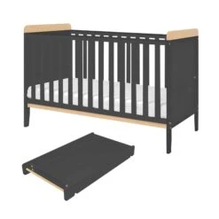 Tutti Bambini Rio 5 Piece Nursery Room Set With Toy Box- Slate Grey/Oak 25 Tutti Bambini Rio 5 Piece Nursery Room Set With Toy Box- Slate Grey/Oak -Kiddies Kingdom Store rio cot bed slate grey oak and cot top changer scaled 1 4