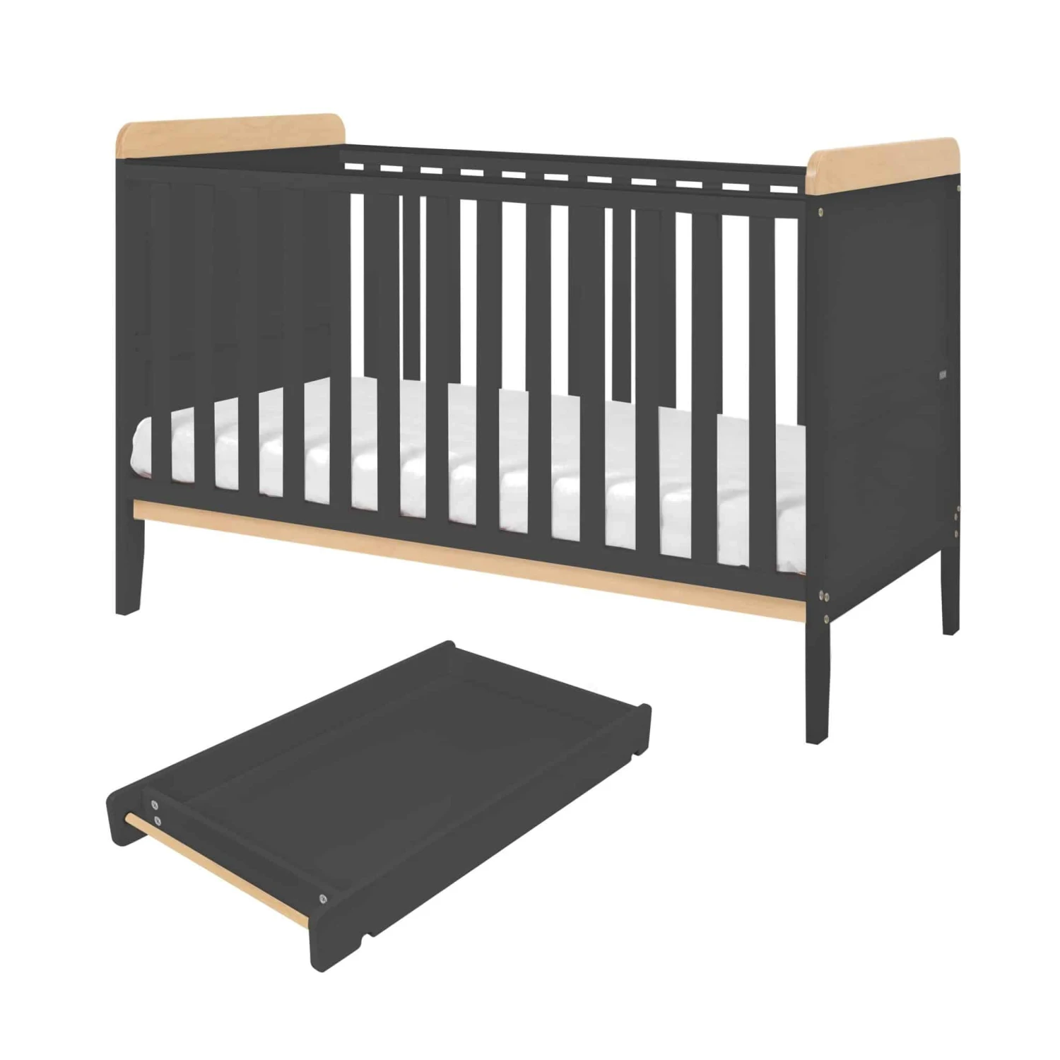 Tutti Bambini Rio Cot Bed, Changer And Mattress – Slate Grey/Oak 8 Tutti Bambini Rio Cot Bed, Changer And Mattress – Slate Grey/Oak - Image 8