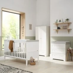 Tutti Bambini Rio Newborn Nursery Room Set Bundle – White/Dove Grey