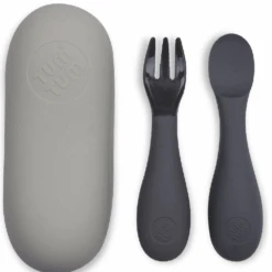Tum Tum Silicone Baby Grey Cutlery Set With Case
