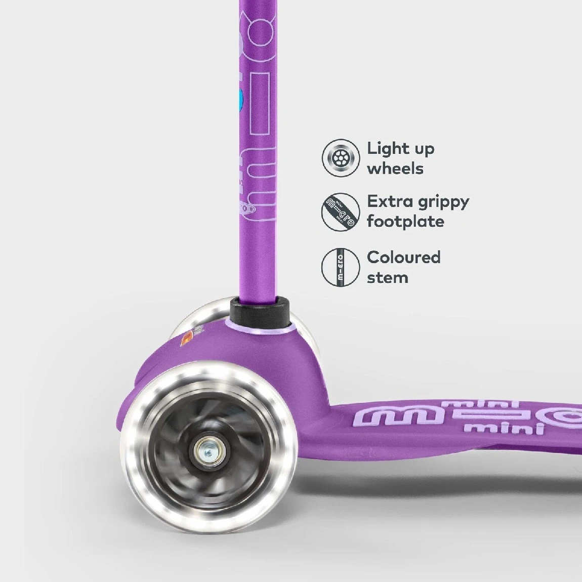 Mini Micro Scooter Light Up Wheels – Purple 4 Mini Micro Scooter Light Up Wheels – Purple - Image 4