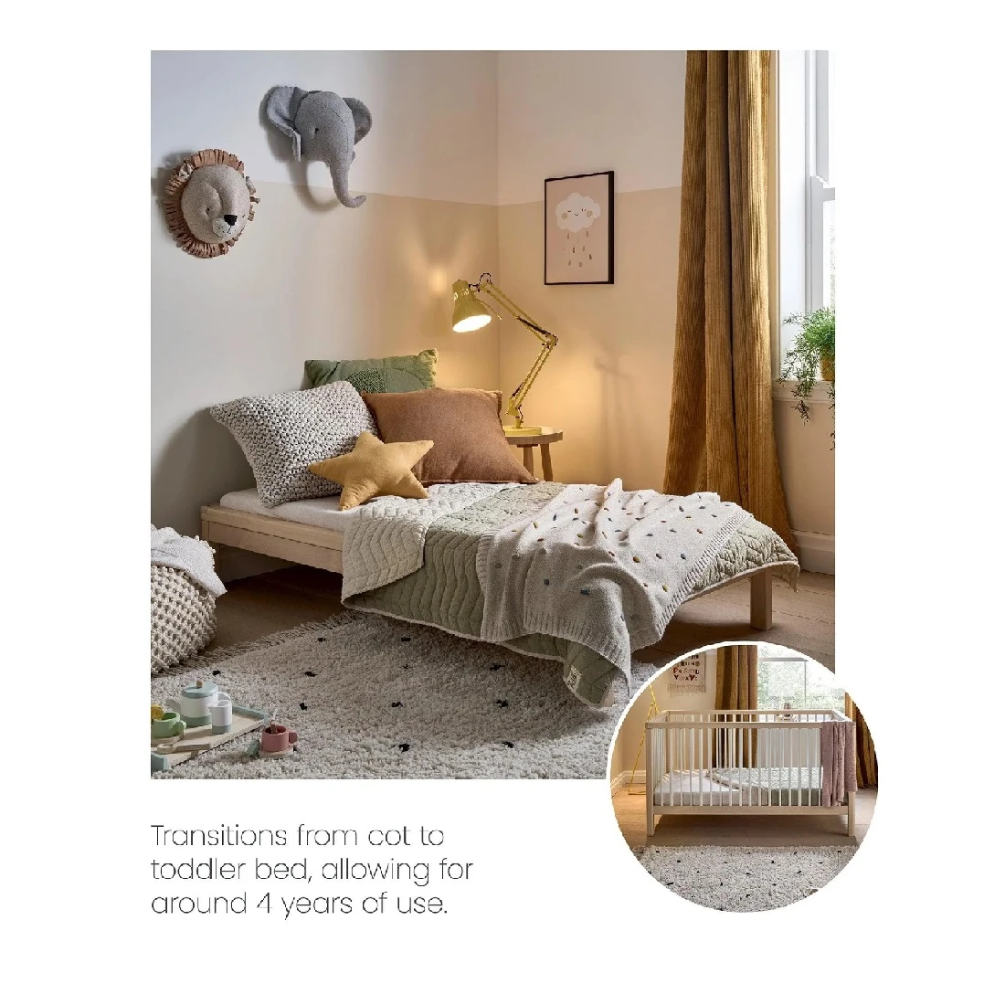 Mamas & Papas Solo Cot Bed And Mattress – White/Natural 7 Mamas & Papas Solo Cot Bed And Mattress – White/Natural - Image 7