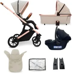 My Babiie MB500 3-in-1 Travel System – Rose Gold Stone