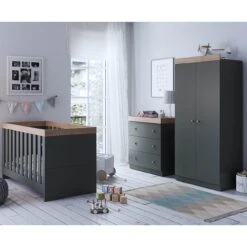 Sennen 3 Piece Nursery Room Set – Anthracite/ Oak