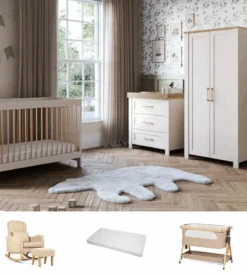 Silver Cross Seville 3+3 Piece Ultimate Newborn Room Set Bundle – Cashmere/Oak