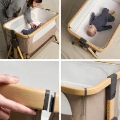 Silver Cross Lunar Bedside Crib – Oatmeal -Kiddies Kingdom Store silver cross lunar bedside crib oatmeal 4 1