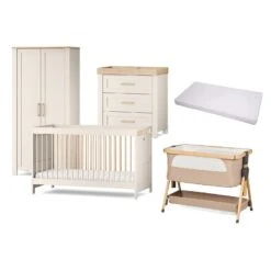 Silver Cross Seville 6 Piece Newborn Room Set Bundle – Cashmere/Oak