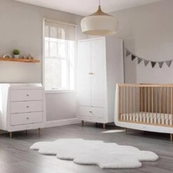 Snuz Skandi 5 Piece Nursery Room Set Bundle – White With Natural