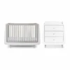 SnuzKot Skandi 2 Piece Nursery Room Set Bundle – White With Silver Birch