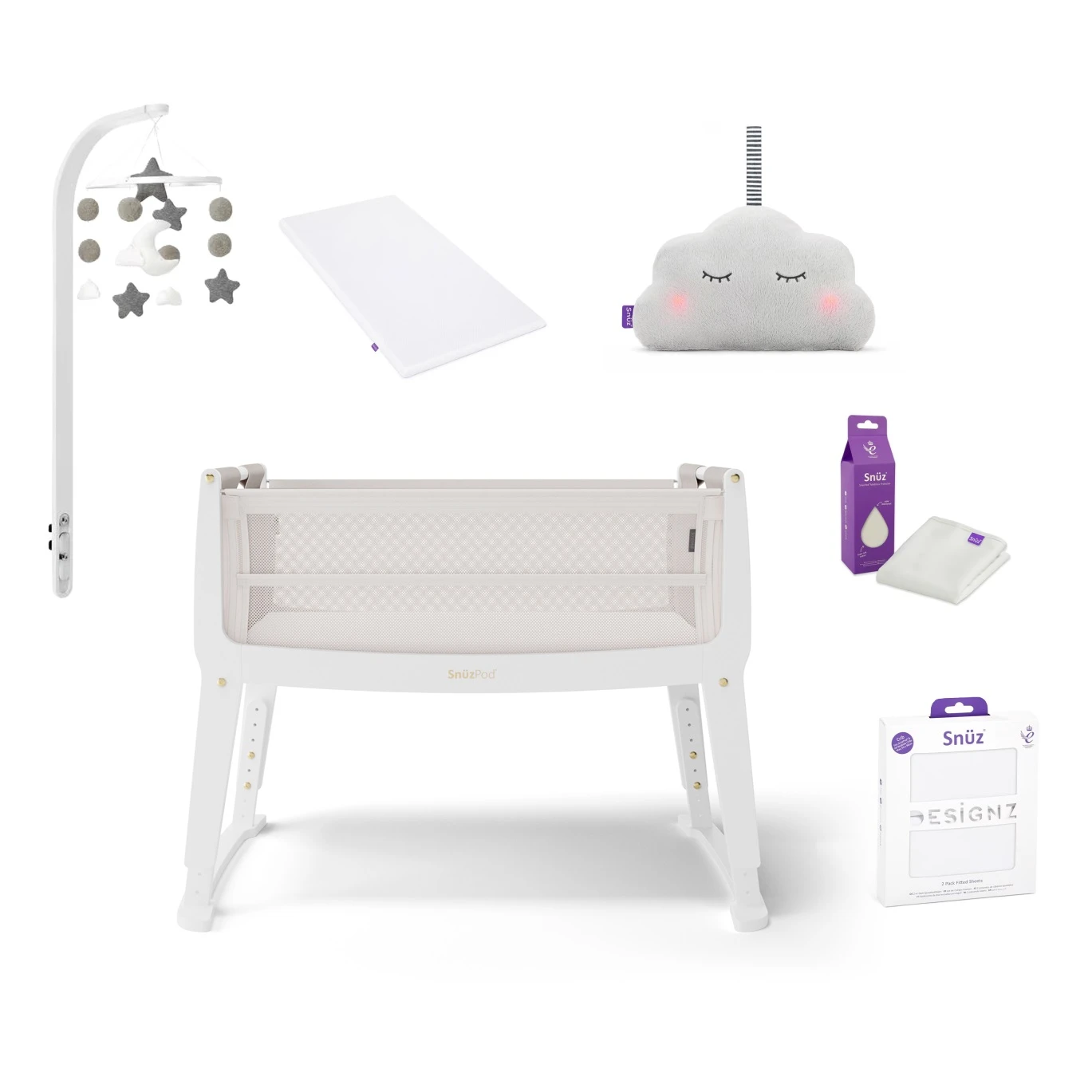SnuzPod Studio Bedside Crib Bundle – Paris White 1 SnuzPod Studio Bedside Crib Bundle – Paris White