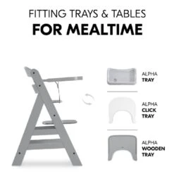 Hauck Alpha+ Grey Wooden Highchair -Kiddies Kingdom Store swe4r567 2