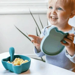 Tum Tum Silicone Boris Bear Weaning Bowl And Spoon Set -Kiddies Kingdom Store tfyhr
