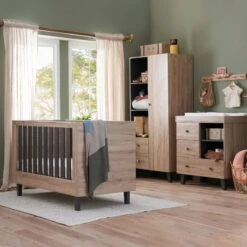 Tutti Bambini Como 3 Piece Nursery Room Set – Slate Grey/Distressed Oak