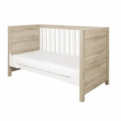 Tutti Bambini Modena Cot Bed – White Oak -Kiddies Kingdom Store tutti bambini modena cot bed side on 2