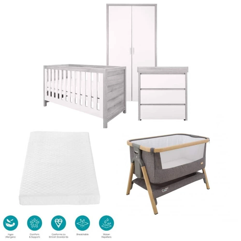 Tutti Bambini Modena Newborn Room Set Bundle – Grey Ash/White 1 Tutti Bambini Modena Newborn Room Set Bundle – Grey Ash/White