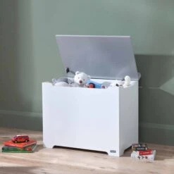 Tutti Bambini Rio 5 Piece Nursery Room Set/Underdrawer/Cot Top Changer – White Dove Grey -Kiddies Kingdom Store tutti bambini rio toy box white dove grey scaled 1 3