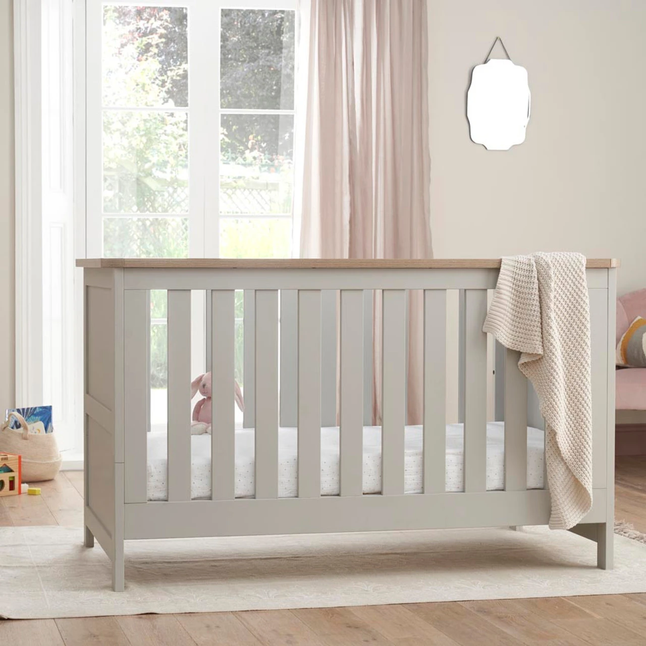 Tutti Bambini Verona Cot Bed – Dove Grey/ Oak 1 Tutti Bambini Verona Cot Bed – Dove Grey/ Oak