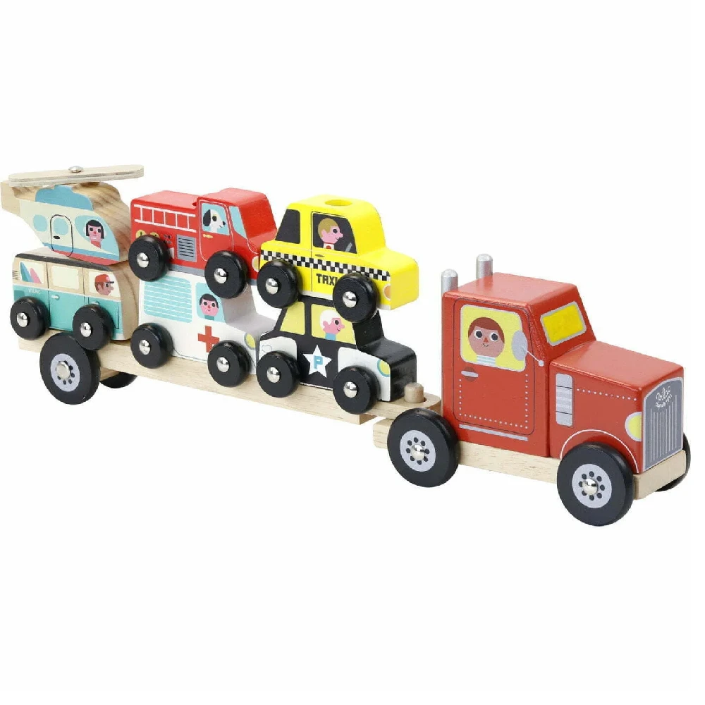 Vilac Truck And Trailer With Vehicles Stacking Game 1 Vilac Truck And Trailer With Vehicles Stacking Game