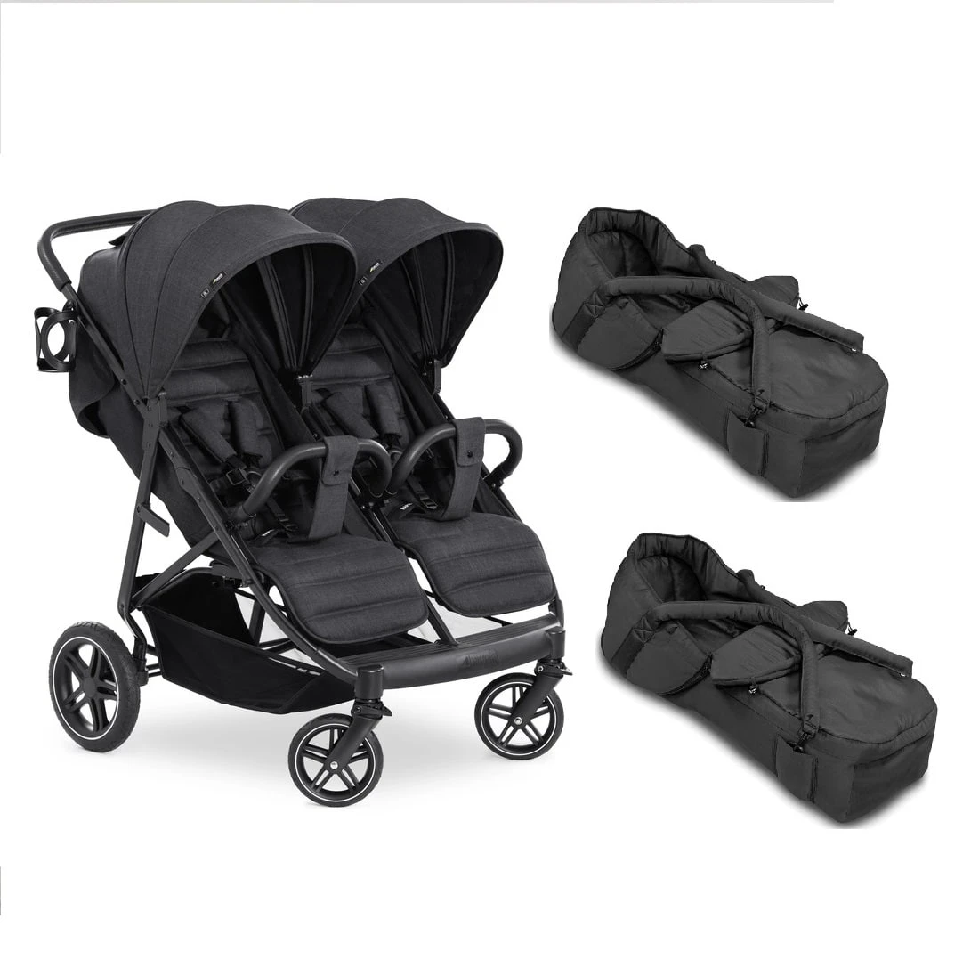 Hauck Melange Black Uptown Duo Twin Stroller/Carrycot Bundle 2 1 Hauck Melange Black Uptown Duo Twin Stroller/Carrycot Bundle 2