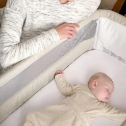 Mamas & Papas Lua Bedside Crib Fawn Bundle Oat And Spot -Kiddies Kingdom Store uuiuu