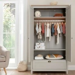 Tutti Bambini Verona 6 Piece Nursery Room Set Bundle – Dove Grey Oak -Kiddies Kingdom Store vERONA wardrove dove grey 3