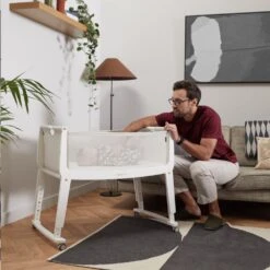 SnuzPod Studio Bedside Crib With Mattress Paris White -Kiddies Kingdom Store vbdnzfj