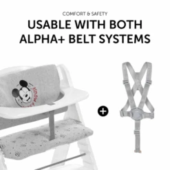 Hauck Alpha Highchair Pad Deluxe – Grey Mickey Mouse -Kiddies Kingdom Store vbfvbn