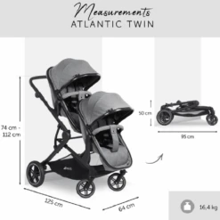 Hauck Melange Grey Atlantic Twin Stroller 30 Hauck Melange Grey Atlantic Twin Stroller -Kiddies Kingdom Store vbvbvnvn 7