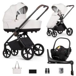 Venicci Claro 10 Piece3-in-1 Travel System + 360 Base Travel System – Vanilla