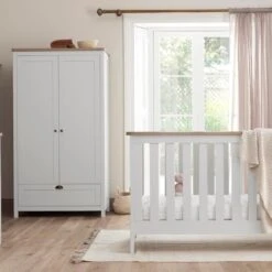 Tutti Bambini Verona 2 Piece Cotbed And Wardrobe Nursery Room Set – White Oak