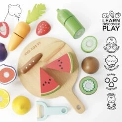 Le Toy Van Wooden Chopping Board And Sliceable Play Food -Kiddies Kingdom Store vgdey 1