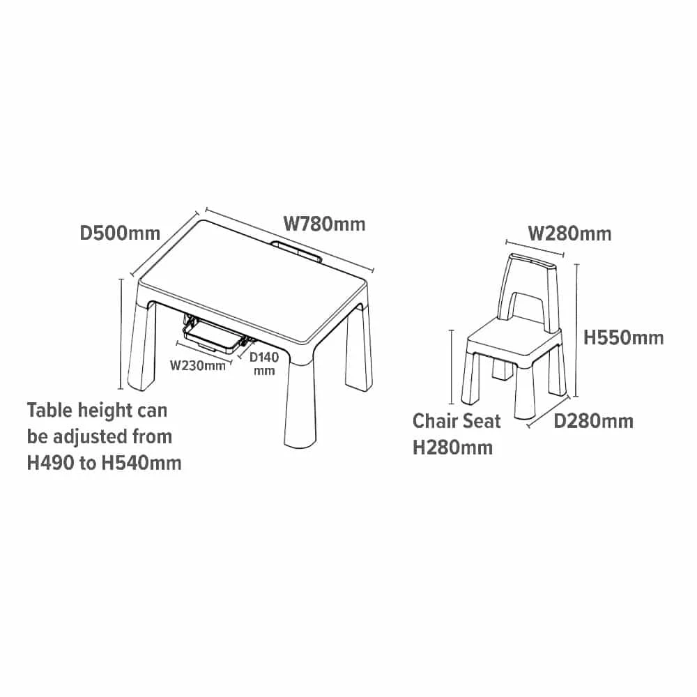 Liberty House Toys Grey Kids Height Adjustable Table And Chairs Set 11 Liberty House Toys Grey Kids Height Adjustable Table And Chairs Set - Image 11