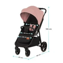 Kinderkraft GRANDE PLUS Pushchair Grey -Kiddies Kingdom Store wozek spacerowy kinderkraft grande plus rozowy 5902533919307 wymiary 1 1 1