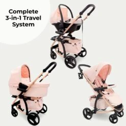 My Babiie 3-in-1 Travel System With I-Size Car Seat – Pink Plaid -Kiddies Kingdom Store xwd3e456