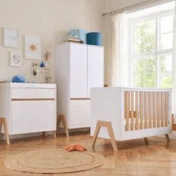 Tutti Bambini Fuori 4in1 3 Piece Nursery Room Set – White/Light Oak