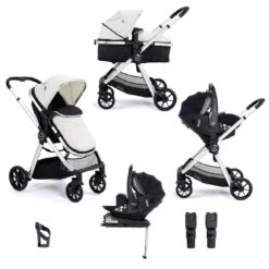 Mimi Travel System Pecan I-Size Car Seat With ISOFIX Base – Silver