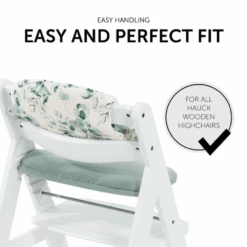 Hauck Alpha Highchair Pad Select – Jersey Leaves Mint -Kiddies Kingdom Store yyu