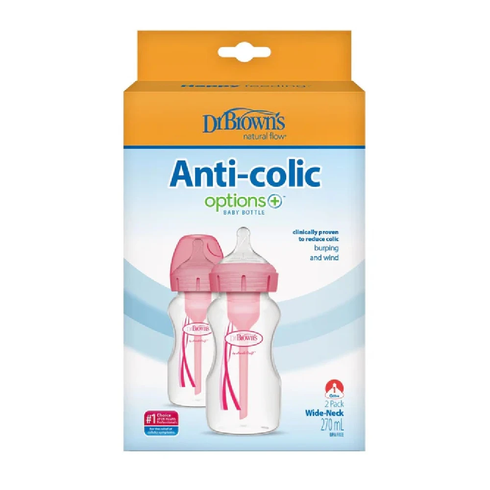 Dr Brown’s Anti-Colic Baby Bottle Pink Twin Pack 270ml 2 Dr Brown’s Anti-Colic Baby Bottle Pink Twin Pack 270ml - Image 2