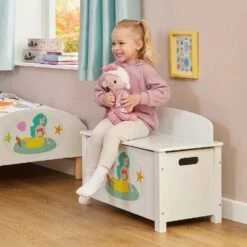 Liberty House Toys Kid’s Wooden Mermaid Toy Box -Kiddies Kingdom Store zswe345